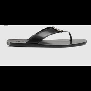 black+Gucci mens single G thong+sandals